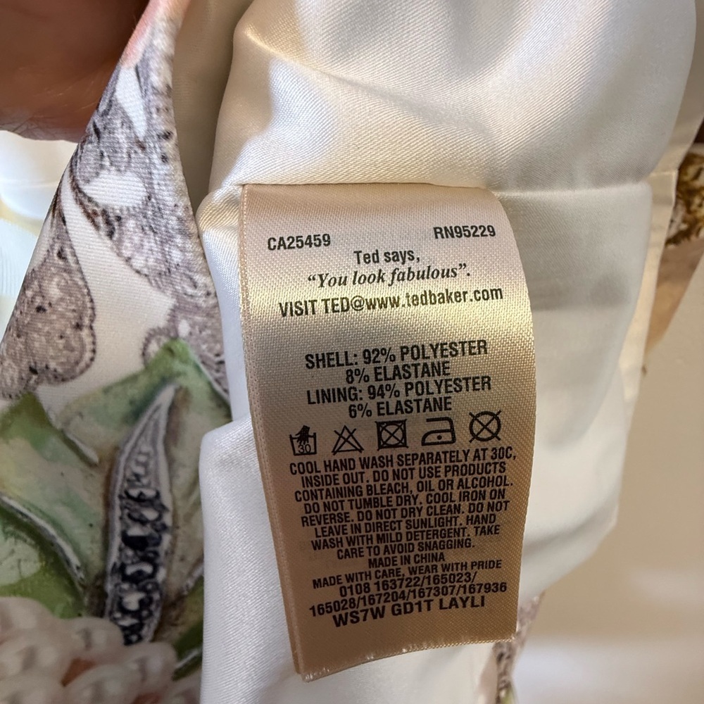 Ted Baker Layli Gem Gardens Ivory Short Sleeve Midi Dress Ted Baker 1/US Small - Picture 14 of 16